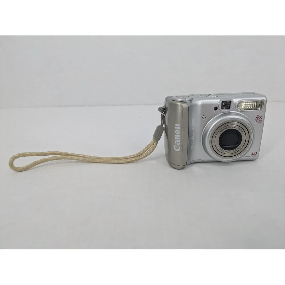 Canon PowerShot A530 Digital Camera Silver 5.0MP 4x Zoom PC1184 & Case TESTED